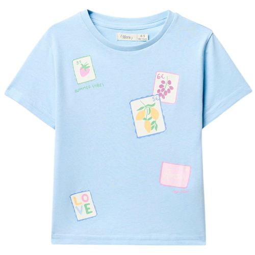 Blusa celeste con estampado para niña