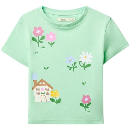 Blusa verde con estampado para niña
