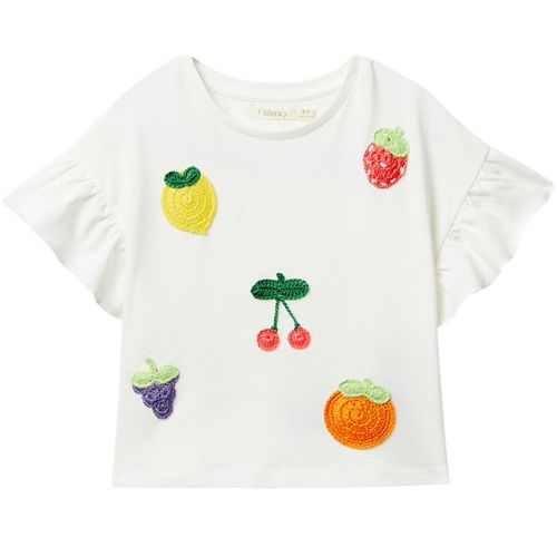 Blusa blanca con bordado para niña