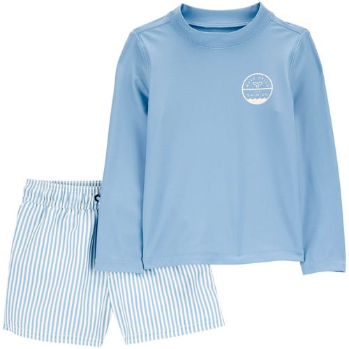 Traje de baño de 2 piezas bicolor con estampado para niño