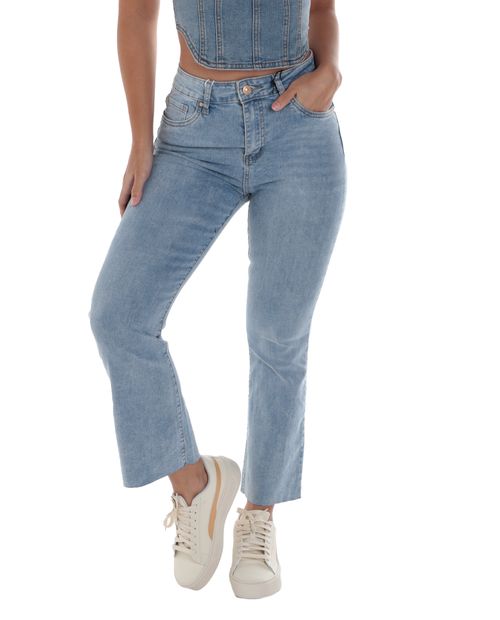 Jeans Orange flare celeste de cintura media para mujer