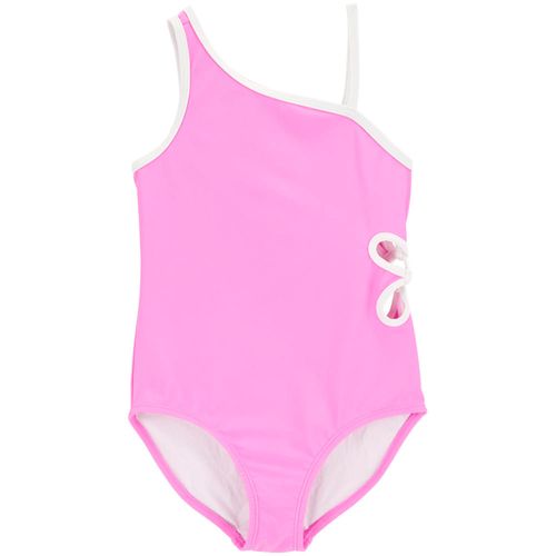 Traje de baño de 1 pieza rosado sólido para niña