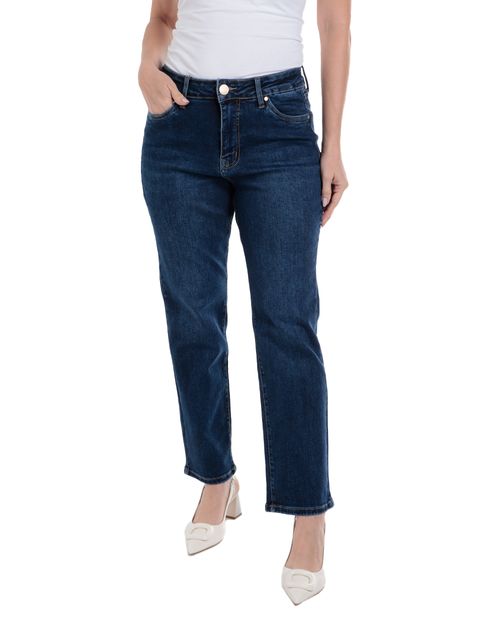 Jeans Nicolle straight  azul de cintura media para mujer