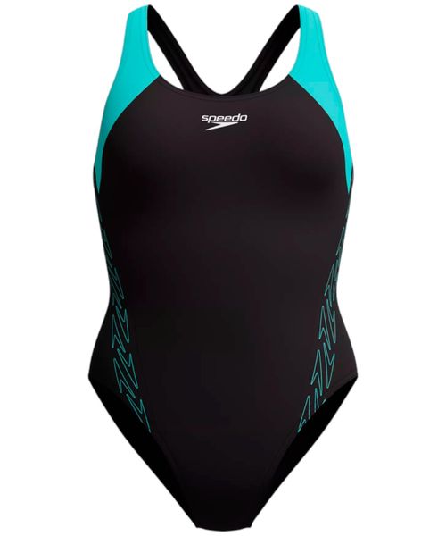 Traje de baño Speedo Hyperboom Splice negro/turquesa para mujer