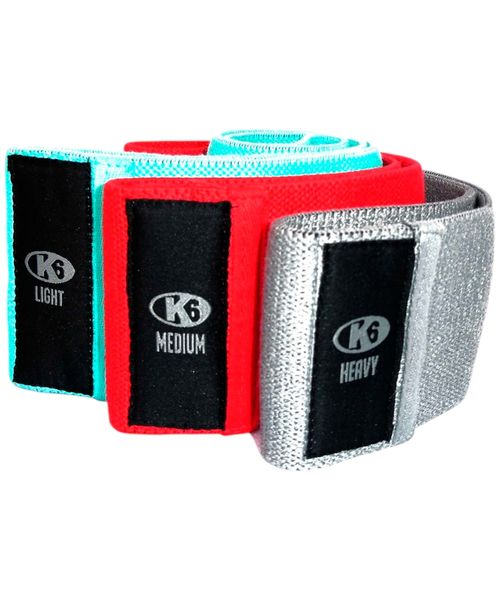 Set deportivo de bandas elásticas de tela k6 rojo/celeste/gris