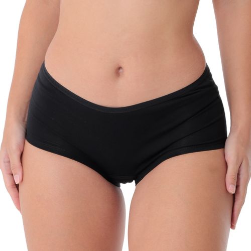 Boyshort Orange negro de cintura media para mujer