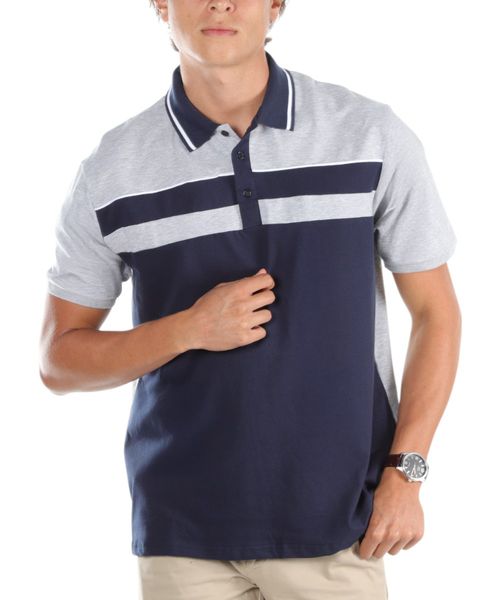 Camisa polo Gents gris color blocking para hombre