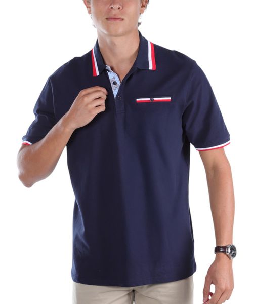 Camisa polo Gents navy sólida para hombre
