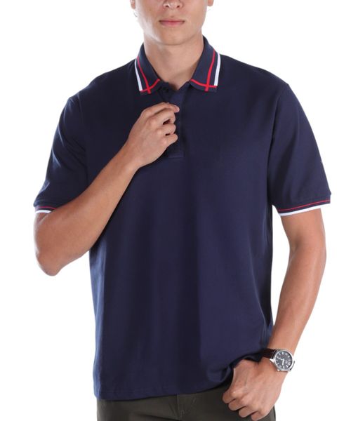 Camisa polo Gents navy sólida para hombre