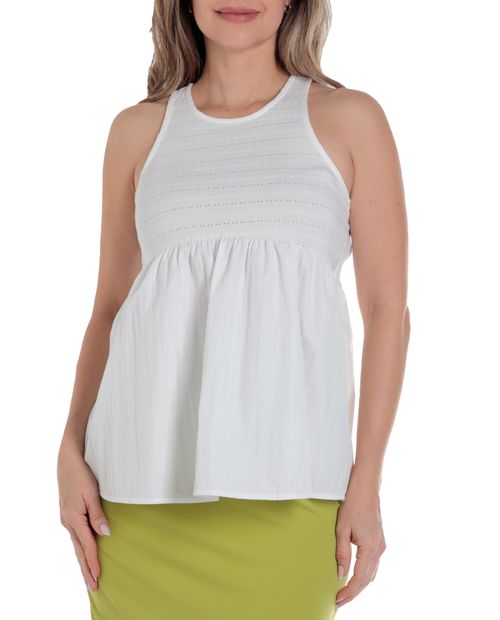 Blusa Dekien peplum blanca sin mangas para mujer