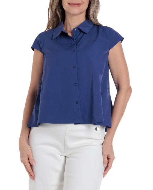 Blusa Dekien camisera azul manga corta para mujer