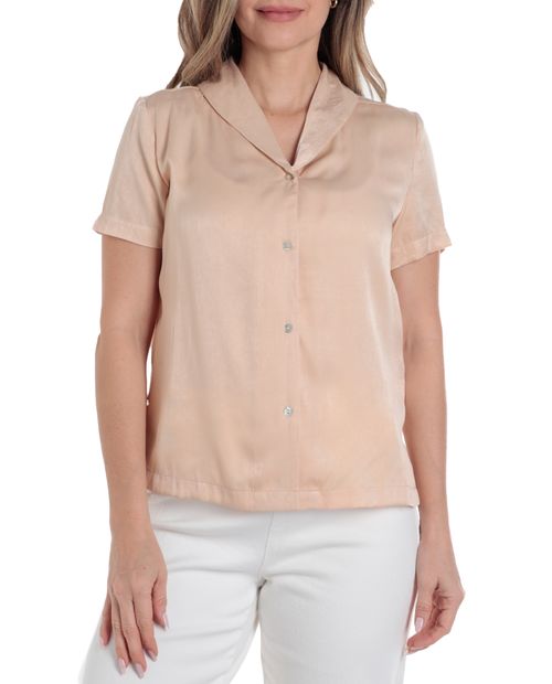 Blusa Dekien formal beige manga corta para mujer