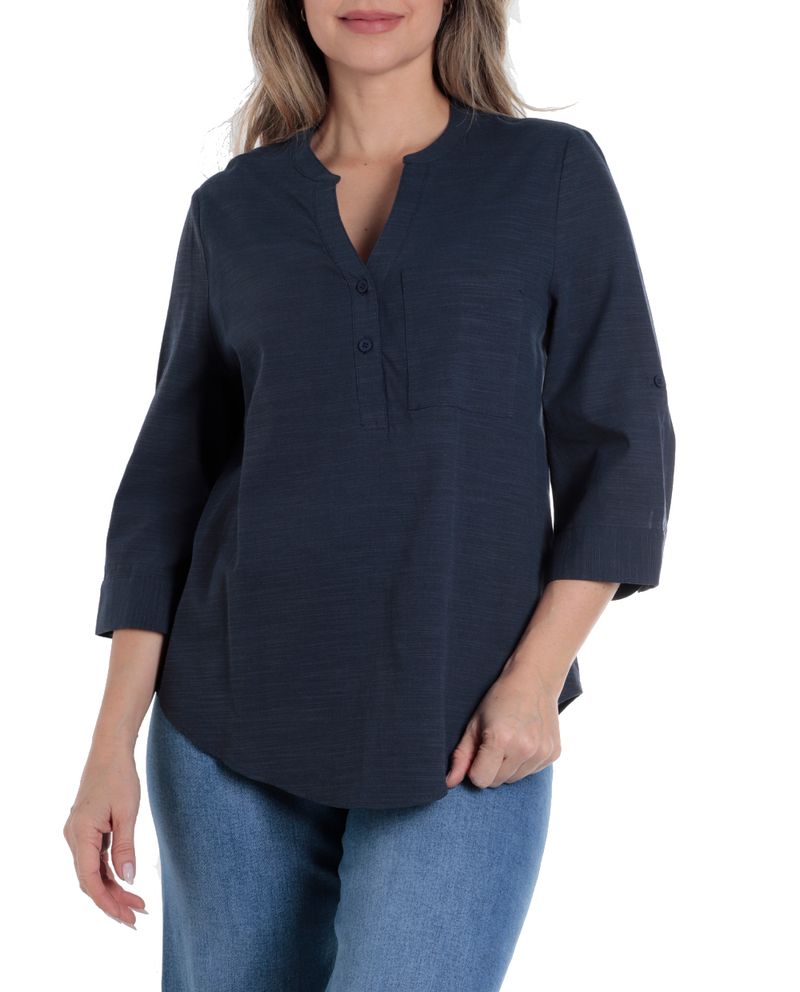 104782843-Blusa-Sabrina-casual-azul-manga-3-4-para-mujer