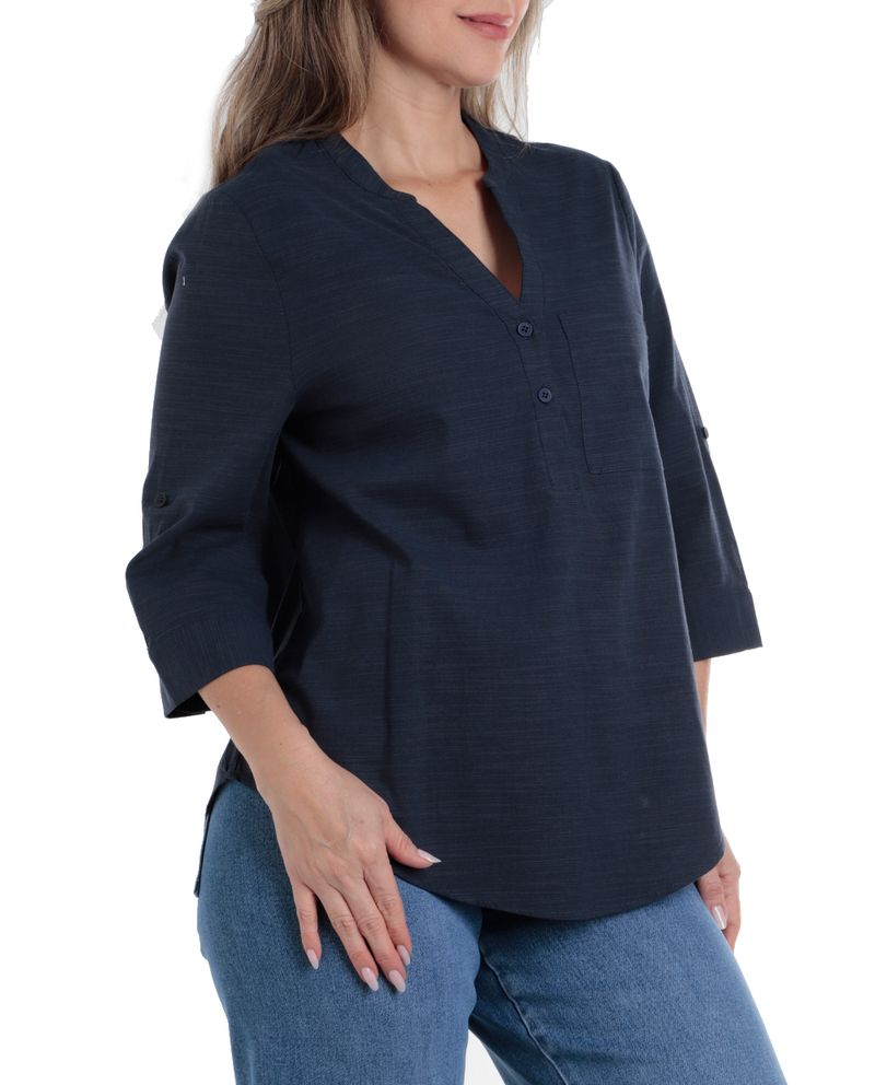 104782843-Blusa-Sabrina-casual-azul-manga-3-4-para-mujer