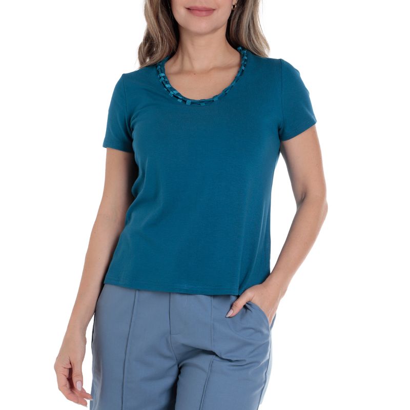 Blusa Nicolle casual turquesa manga corta para mujer Siman El