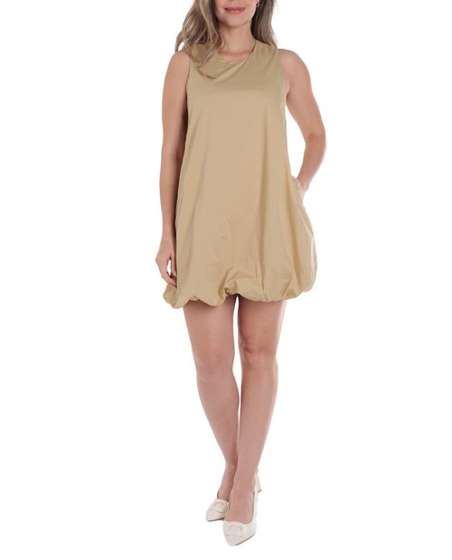 Vestido Dekien casual beige sin mangas para mujer
