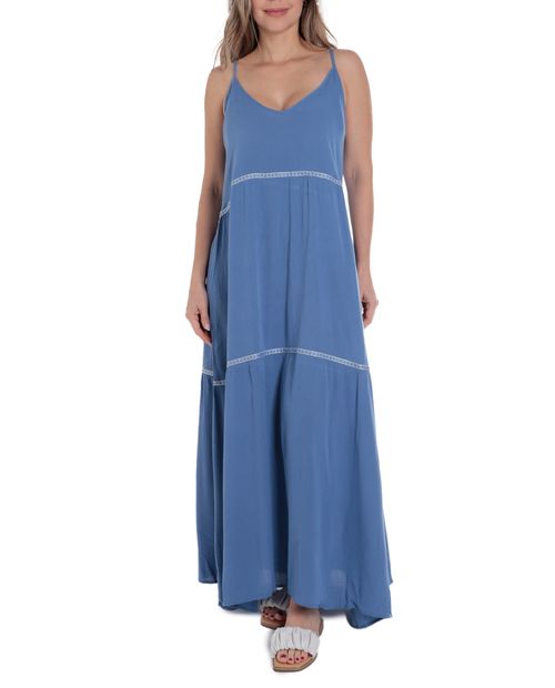 Vestido Dekien maxi celeste de tirantes para mujer