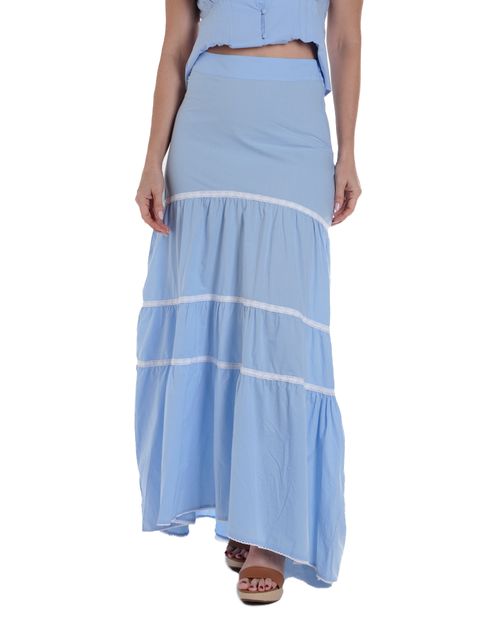 Falda Dekien maxi celeste de cintura alta para mujer