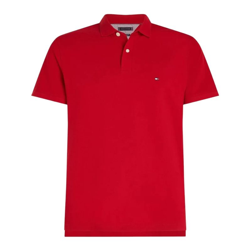 Camisa polo Tommy Hilfiger regular fit roja texturizada para hombre