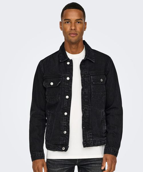 Chaqueta Only & Sons negra denim para hombre