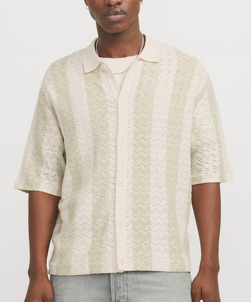 Camisa tipo polo Jack & Jones a rayas y textura para hombre