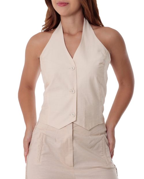 Chaleco Unexpected beige sin mangas para mujer