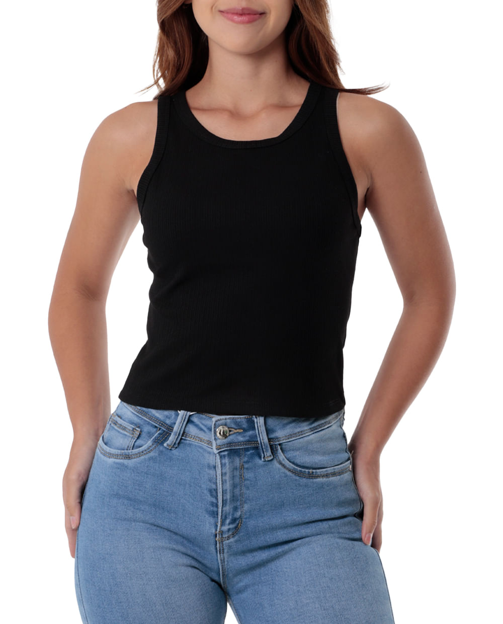 Naf Naf H-Top Camiseta Sin Mangas Para Mujer – Bi-material Suave Y Correas Ajustables Para Todo El Año