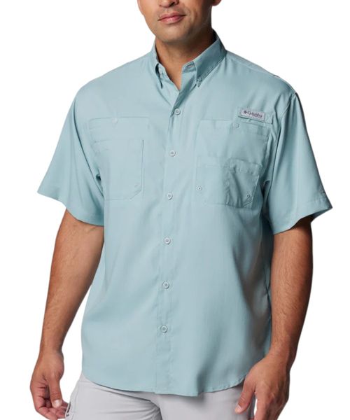 Camisa Columbia PFG Tamiami II celeste con textura para hombre