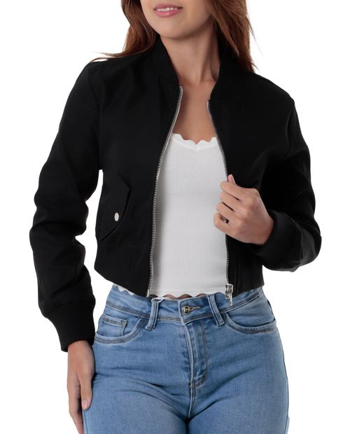 Chaqueta Orange bomber negra para mujer