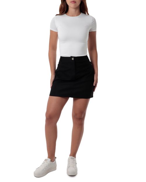 Falda Orange mini negra de cintura alta para mujer