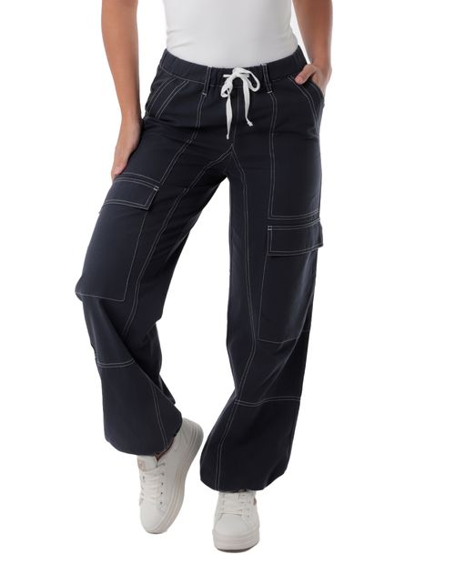 Pantalón Orange cargo azul de cintura alta para mujer