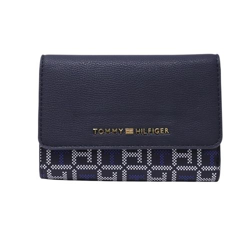 Billetera flap Tommy Hilfiger color azul para mujer