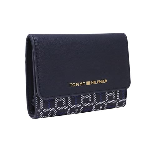 Billetera flap Tommy Hilfiger color azul para mujer