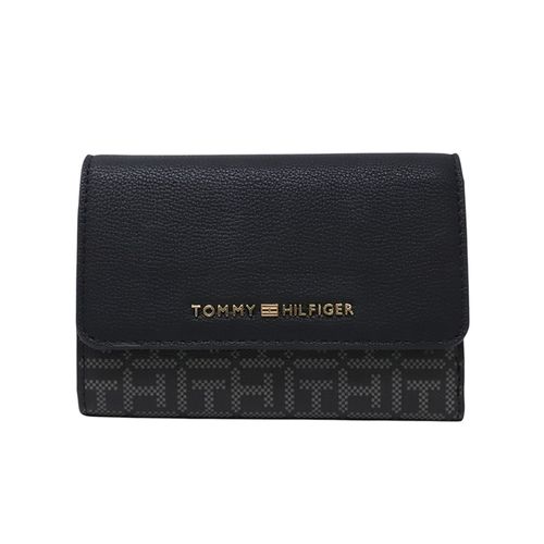 Billetera flap Tommy Hilfiger color negro para mujer