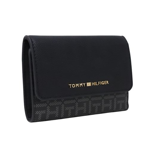 Billetera flap Tommy Hilfiger color negro para mujer