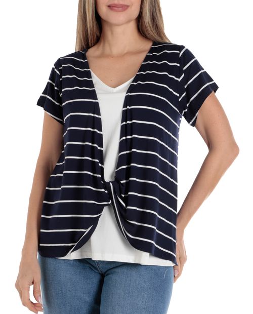 Camiseta Sabrina rayada manga corta para mujer