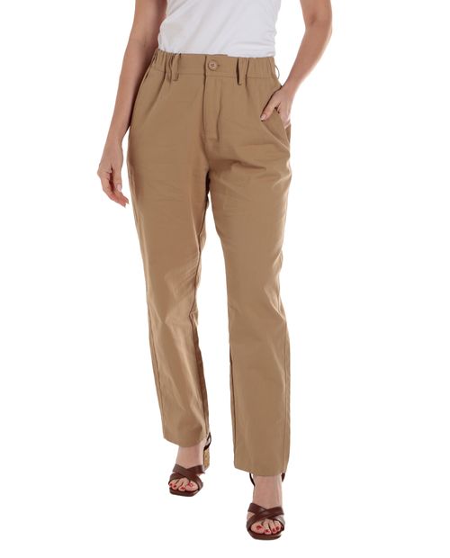 Pantalón Sabrina chino beige de cintura alta para mujer