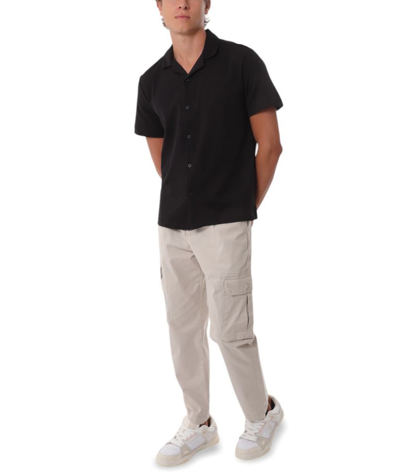104865721-Camisa-casual-Denim-and-Flower-negra-texturizada-para-hombre