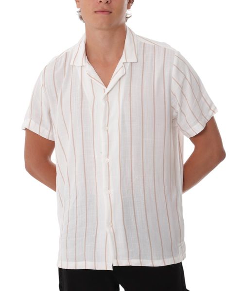 Camisa casual Denim & Flower blanca heather rayada para hombre