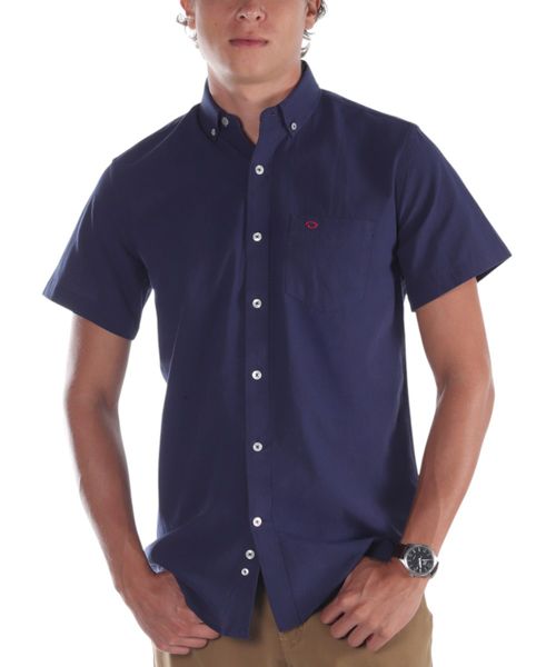 Camisa casual Oscar de la Renta classic fit azul navy sólida para hombre