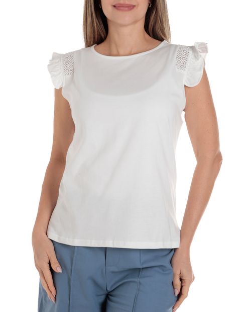 Blusa Nicolle casual blanca manga corta para mujer