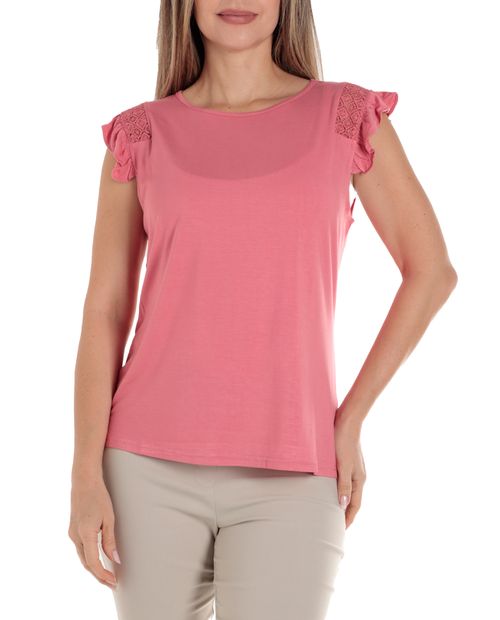 Blusa Nicolle casual rosada manga corta para mujer