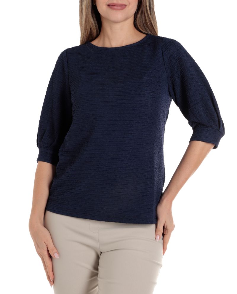 104779437-Blusa-Nicolle-casual-azul-manga-3-4-para-mujer