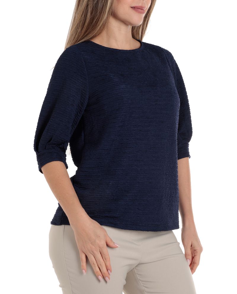 104779438-Blusa-Nicolle-casual-azul-manga-3-4-para-mujer
