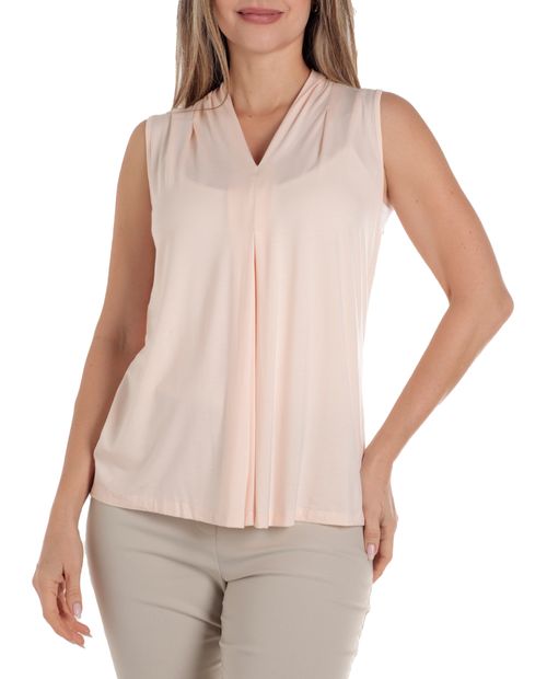 Blusa Nicolle casual beige sin mangas para mujer