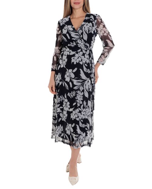 Vestido Connected Apparel midi estampado manga larga para mujer