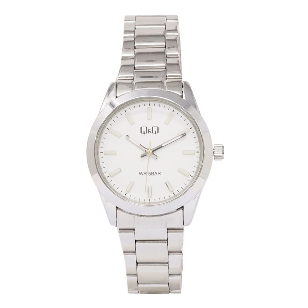 Reloj Q&Q análogo metálico plateado para mujer - Siman El Salvador