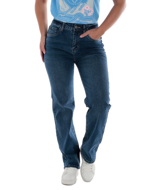 Jeans Orange straight azul de cintura alta para mujer