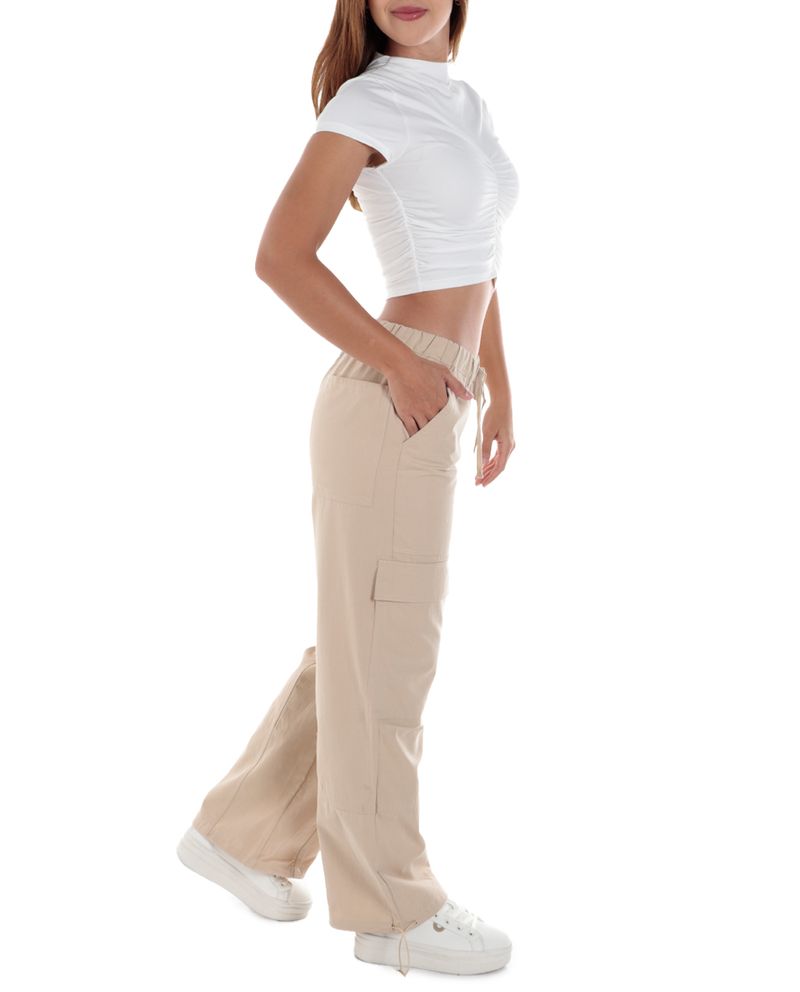 104778088-Pantalon-Orange-cargo-beige-de-cintura-alta-para-mujer