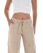 104778088-Pantalon-Orange-cargo-beige-de-cintura-alta-para-mujer